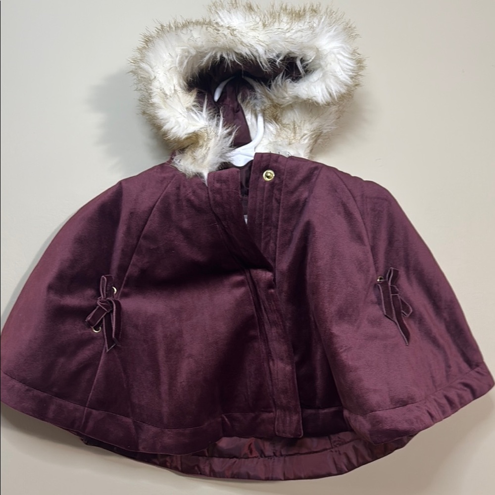 Catherine Malandrino Purple and White Hooded Cape
